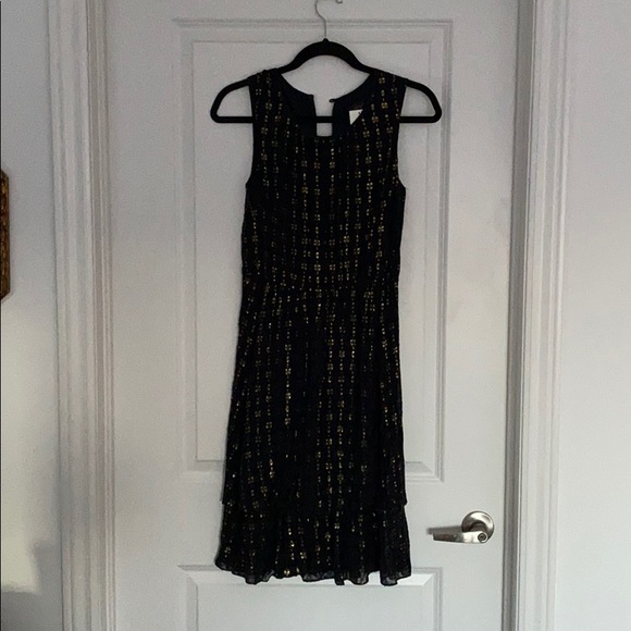 NWT J.Crew midi dress in navy and gold - size 2 - Picture 1 of 2
